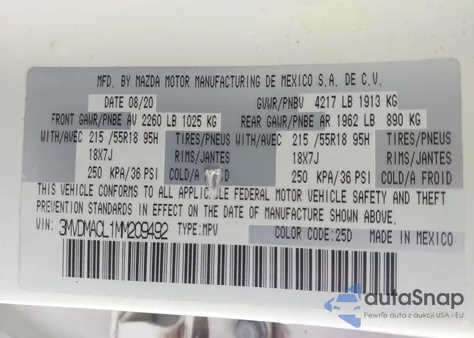 2021 Mazda Cx-30 Preferred из США, поврежденный, VIN 3MVDMACL1MM209492